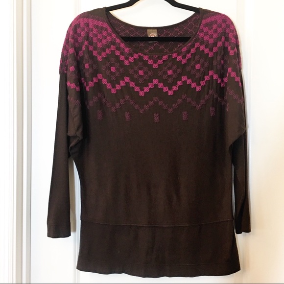 Anthropologie Tops - Anthropologie Language Brown Pink Purple Top